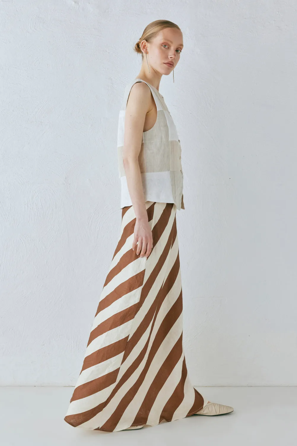 Sun Linen Maxi Skirt Stripe