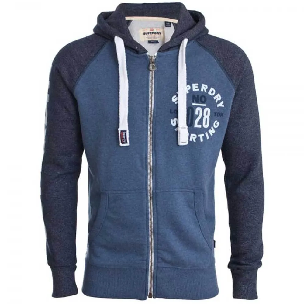 Superdry Sporting Raglan Zip Hoodie - Maritime Grit Blue M20016HP