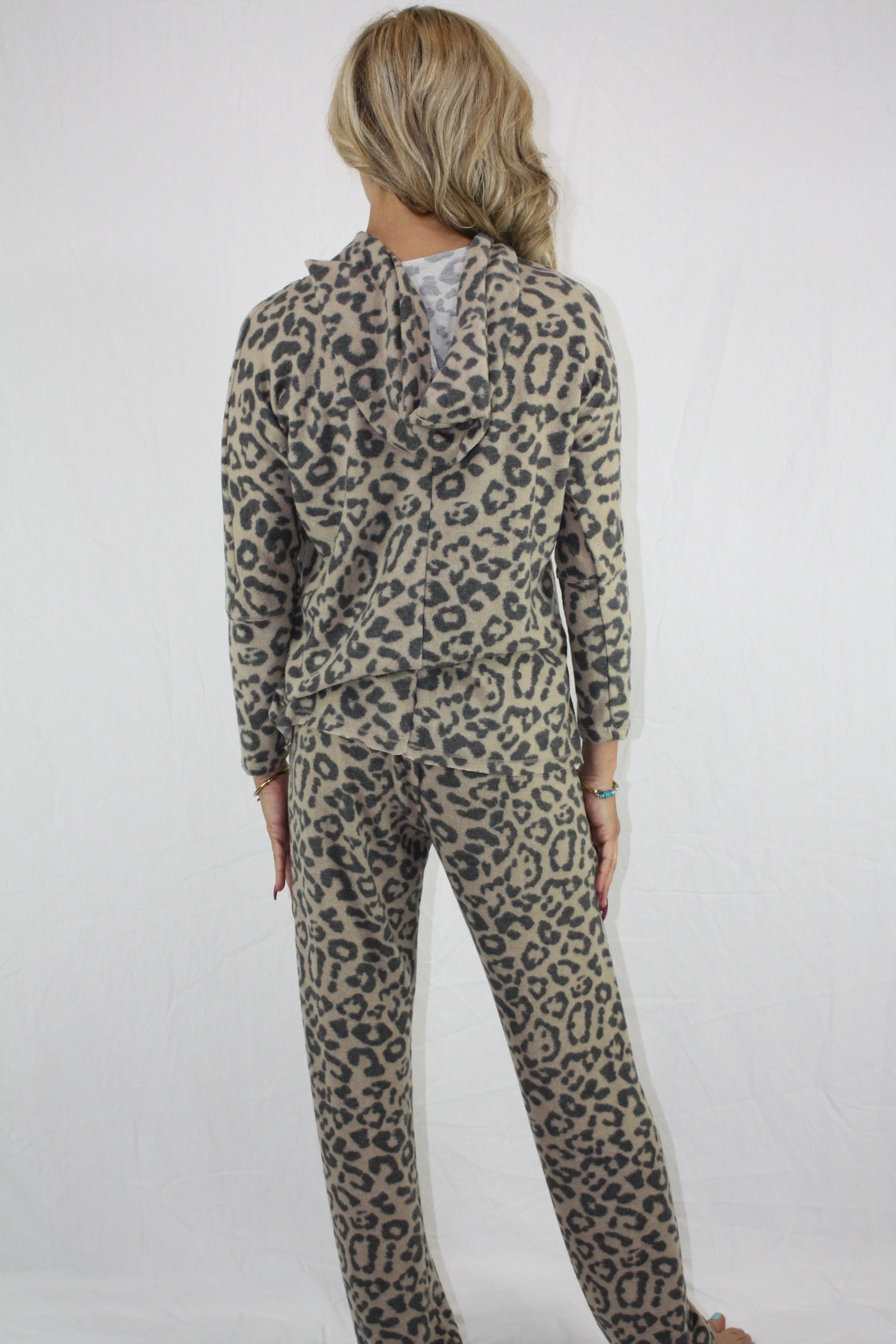 Tan Leopard Hoodie Set