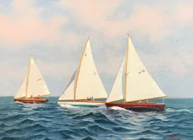 Three Tacking By James Wolford - Contemporary Realist Painting of Sailing