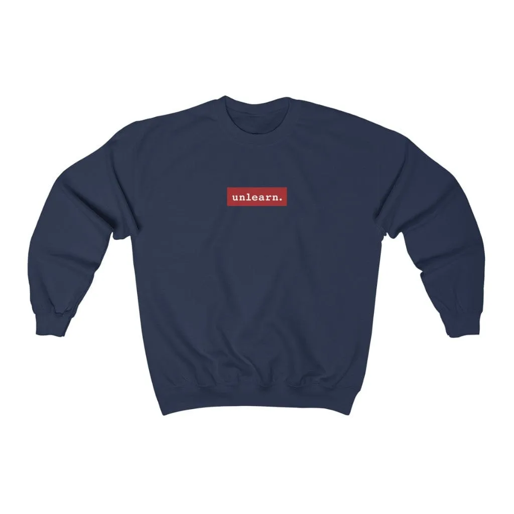 unlearn Red Box Logo - Relaxed Fit  Crewneck Sweatshirt