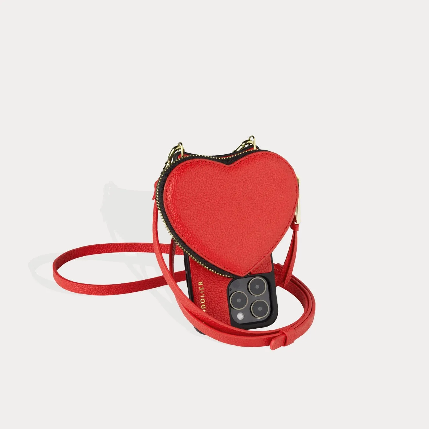 Willa Heart Pouch Bandolier - Poppy Red/Gold