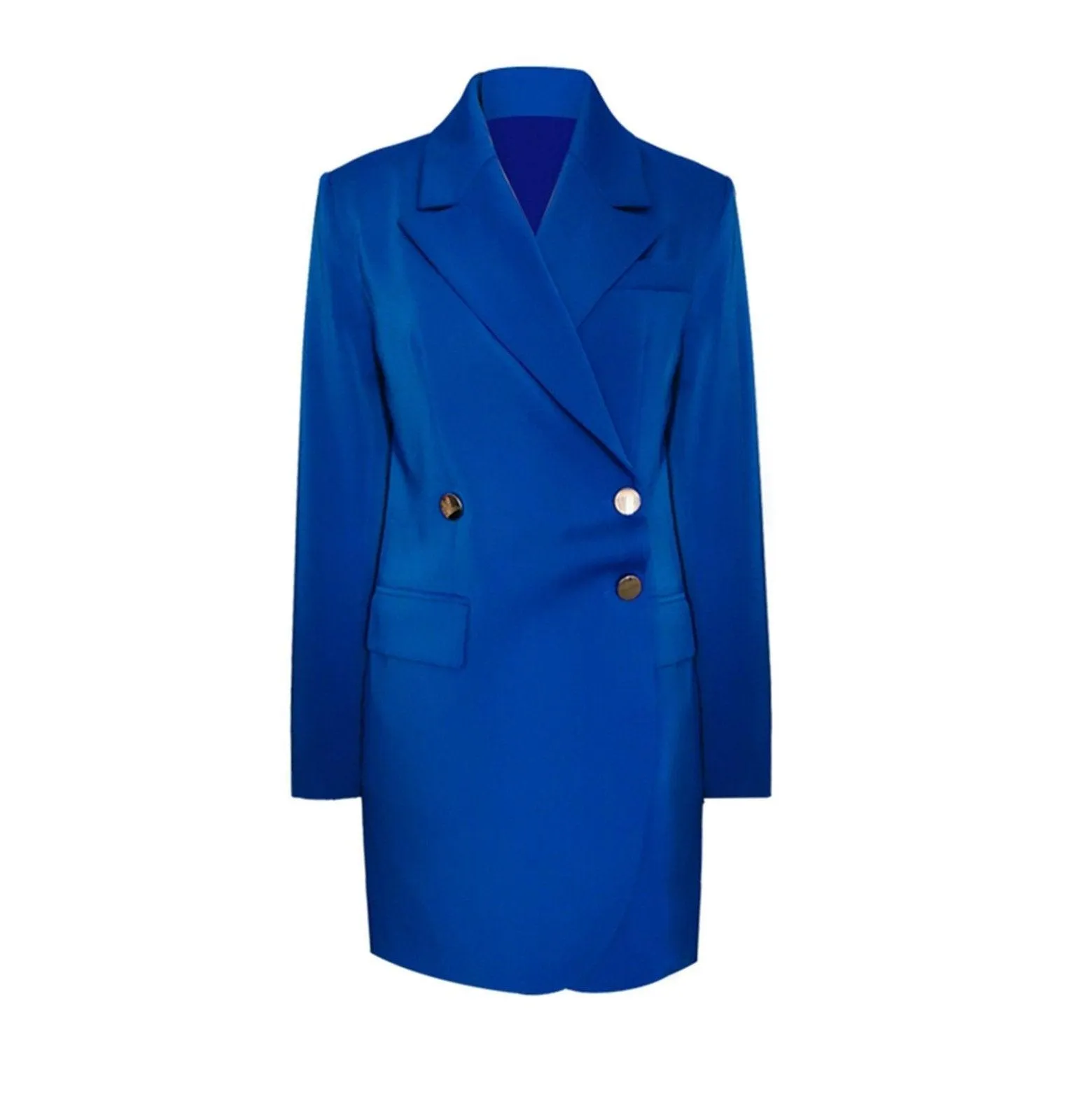 Women's Autumn folds asymmetrical Trench Dress Coat,Blue Double breasted loose suit Long jacket,Fall coat for women Blazer Dress Outerwear