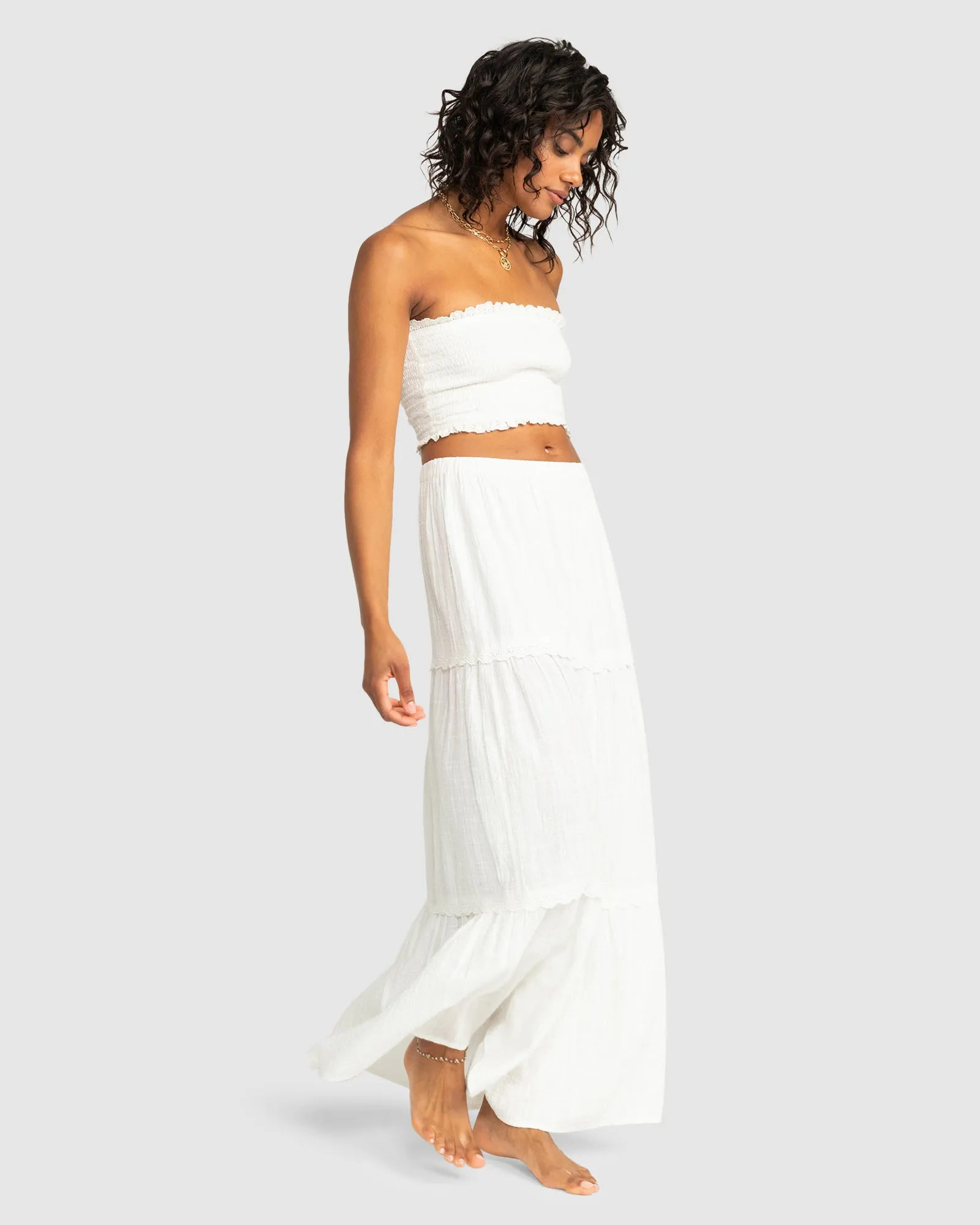 Womens Beachside Tiered Maxi Skirt