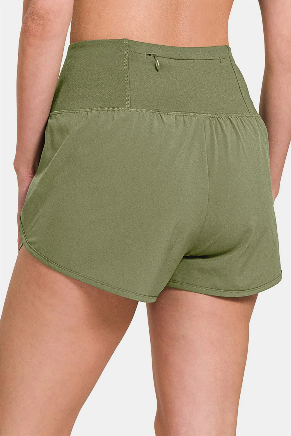 Zenana High-Waisted Zippered Back Pocket Active Shorts - Online Exclusive