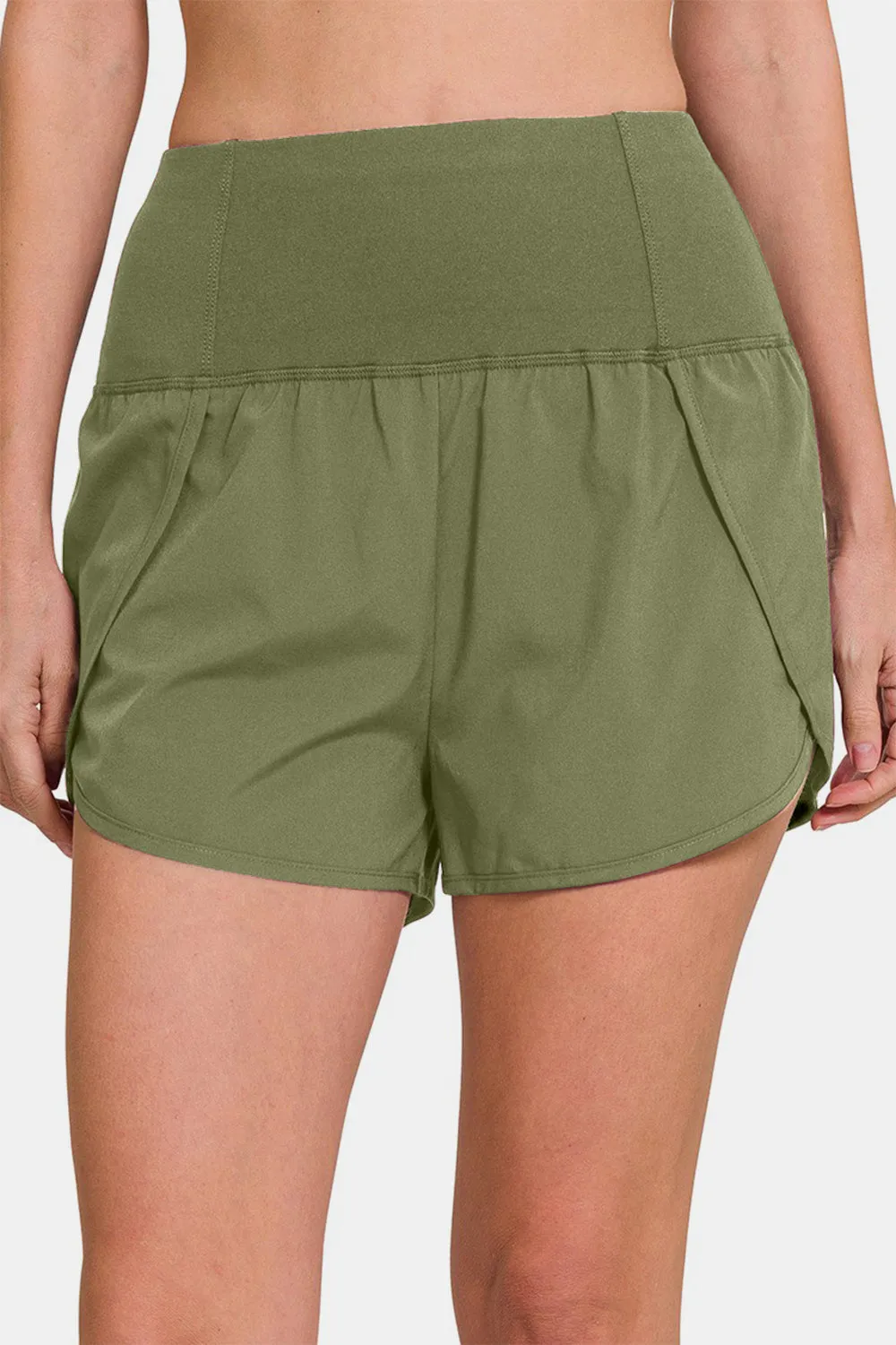 Zenana High-Waisted Zippered Back Pocket Active Shorts - Online Exclusive