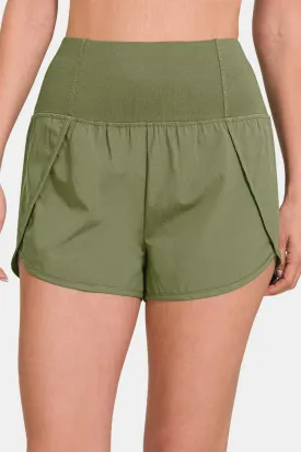 Zenana High-Waisted Zippered Back Pocket Active Shorts - Online Exclusive